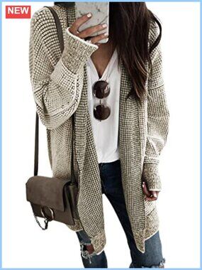 Women's Oversized Long Knit Cardigan Sweater Batwing Sleeve Open Front
